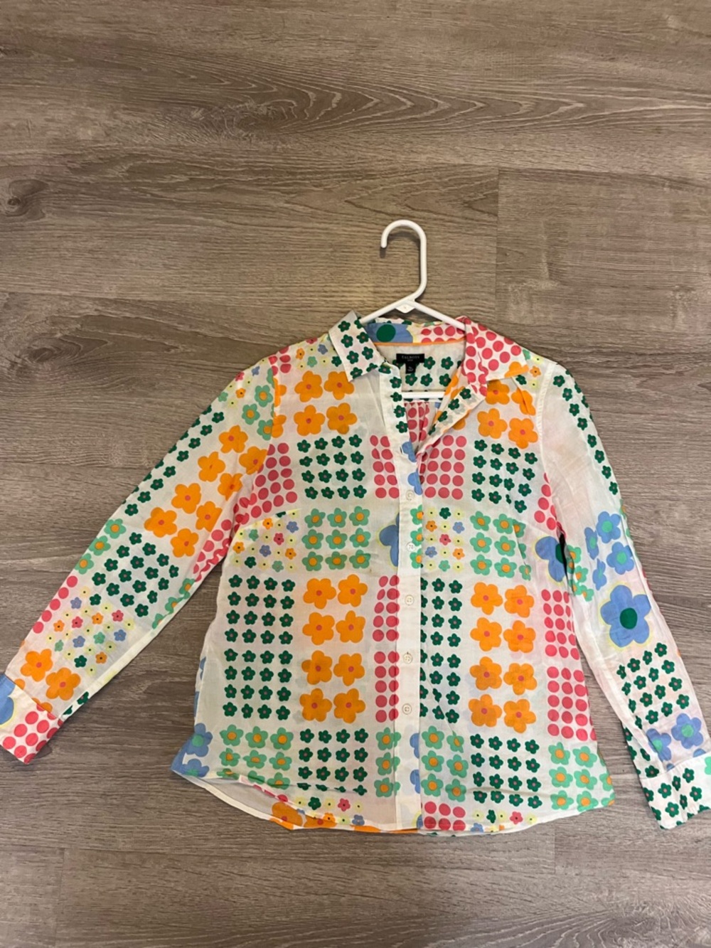 Talbots Multicolor Floral Patchwork Button-Down Shirt